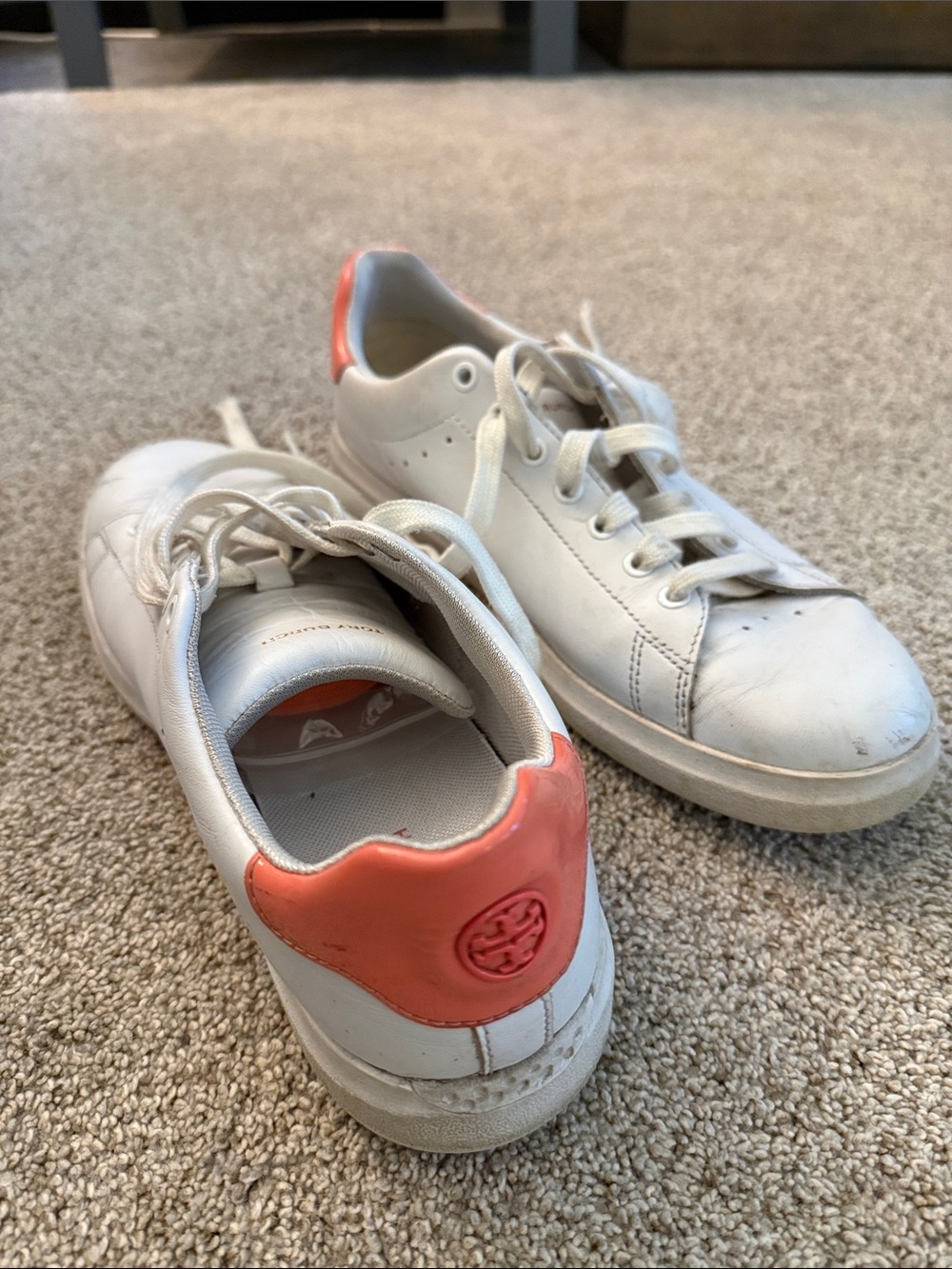 Tory Burch white and oeach Sneakers